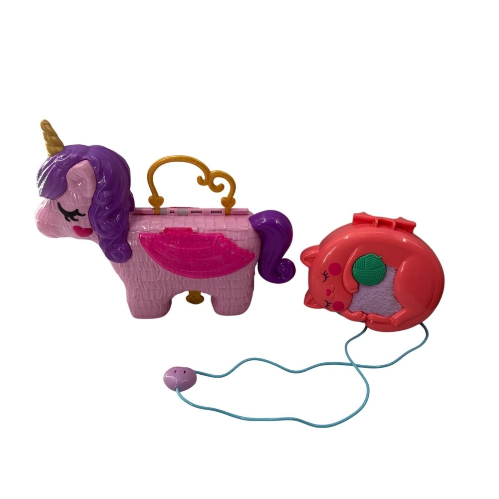 Mattel Polly Pocket Unicorn & Cat‎ Purse Playset Bundle Interactive Party Toys